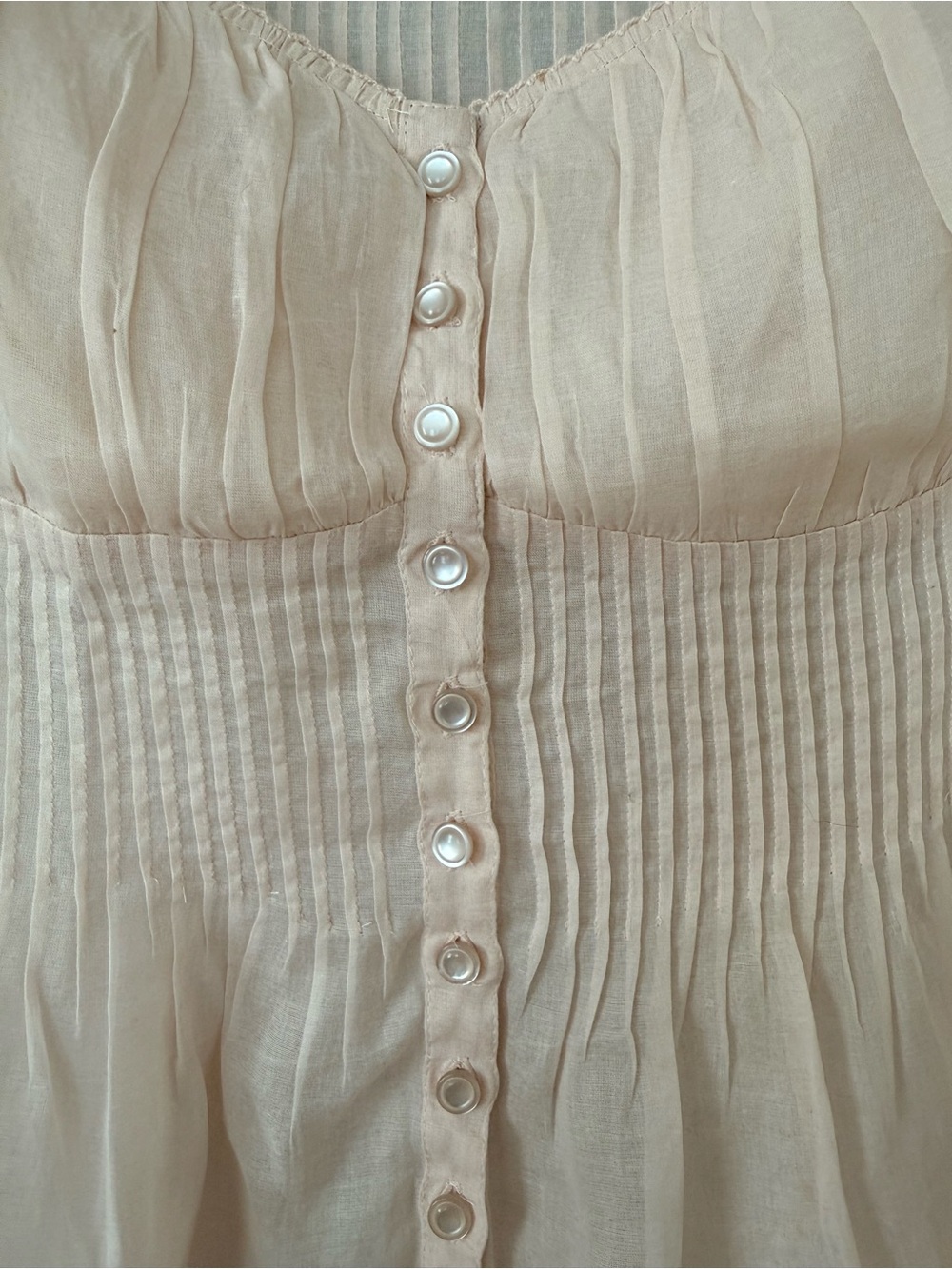Odille Pale Peach Sheer Button-Front Cap Sleeve Blouse (Anthropologie) - Picture 2 of 6